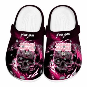 Custom Name Minnie Mouse Gothic Skull Clogs For Kids And Adults