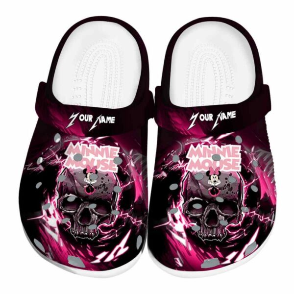 Custom Name Minnie Mouse Gothic Skull Clogs For Kids And Adults