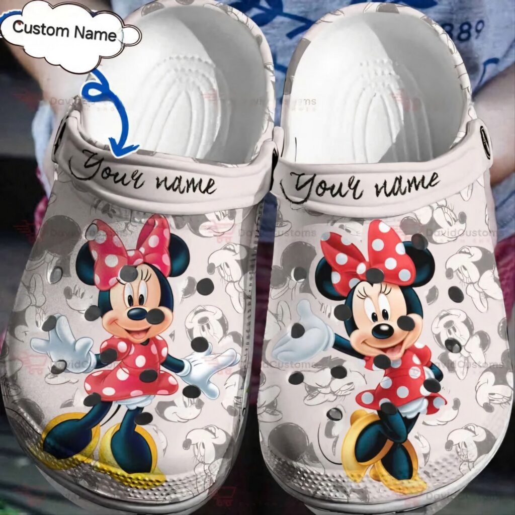 Custom Name Beauty Minnie Clogs For Kids And Adults Custom Name Beauty Minnie Clogs For Kids And Adults