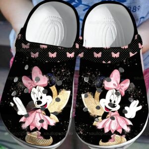 Prety Minnie Angle Wings Black Clogs For Kids And Adults