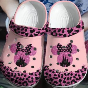 Minnie Luxury Icon Leopart Pattern Violet Clogs For Kids And Adults
