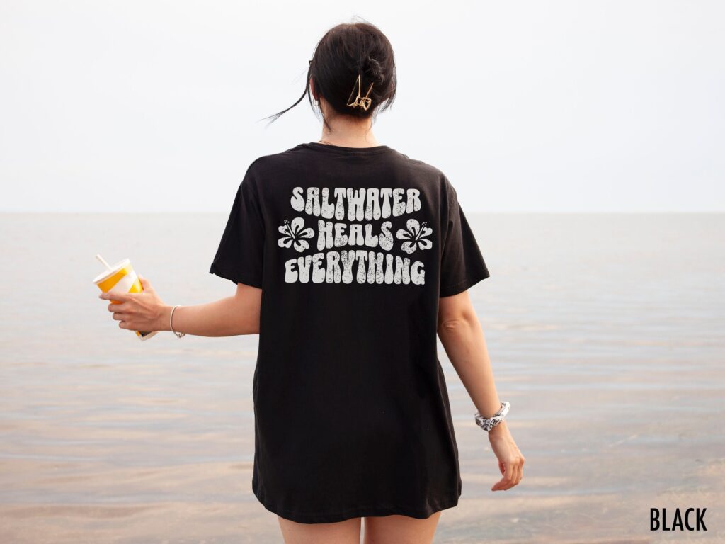 Saltwater Heals Everything Beach Shirt – Girls Trip Ocean Tshirt Y2K Summer Aesthetic