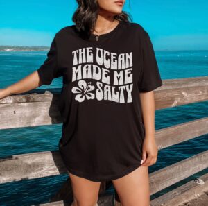 Retro Beach Shirt for Coconut Girls: Y2K Aesthetic Tshirt for VSCO Girls - Trendy Ocean Summer Tee with Salty Vibes 3