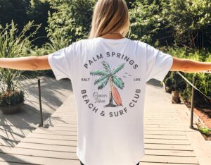 Palm Springs Retro Beach Shirt Collection: Y2K Tshirt for Coconut & VSCO Girls – Surf in Style