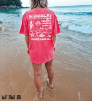 Custom Beach Shirt: Comfort Colors Retro Aesthetic Tshirt - VSCO Y2K Coconut Girl Style