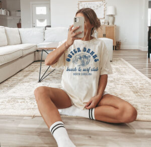Custom Beach Shirts: Comfort Colors Outer Banks & Preppy Ocean T-Shirt - Aesthetic Y2K Style for Summer 3