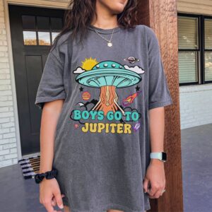 Boys Jupiter Alien T-Shirt: Funny UFO Graphic Tee for Y2K Teens - Retro Space Crewneck
