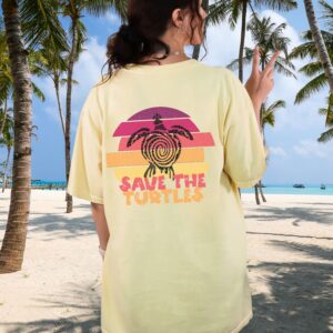 Trendy Comfort Colors Turtle Hawaii Tee for Coconut Girls VSCO Oversized Tshirt for Teens Y2K Preppy Clothes