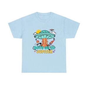 Boys Go To Jupiter Graphic Tshirt: Y2K Alien Invasion Tee for 90s Teens – Preppy Spaceship & Solar System Design