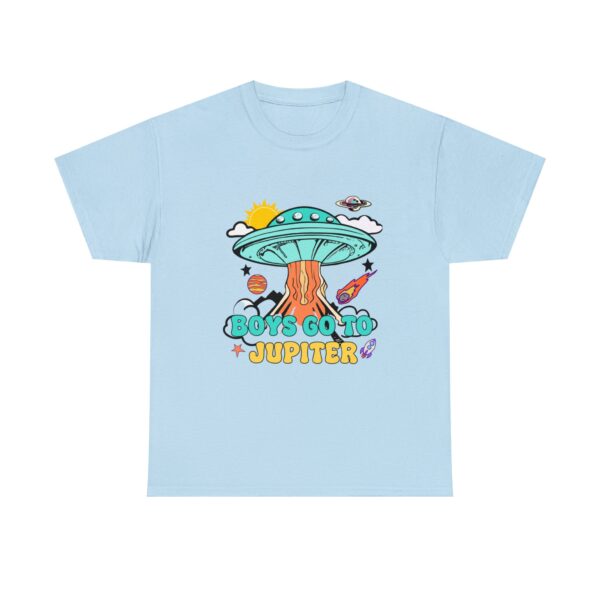 Boys Go To Jupiter Graphic Tshirt: Y2K Alien Invasion Tee for 90s Teens – Preppy Spaceship & Solar System Design