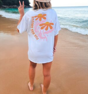 You Are Enough Floral Shirt - VSCO Girl Y2K Positive Tee with Inspirational Message