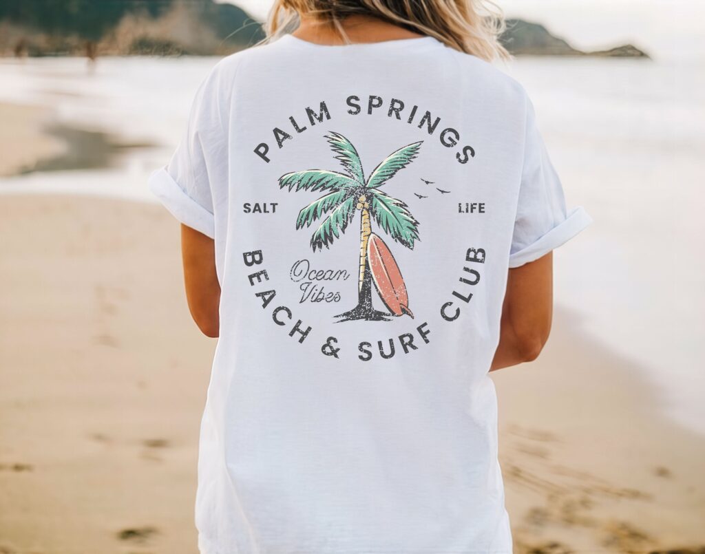 Retro Beach Shirt Collection: Y2K Coconut Girl Surf Tee – Palm Springs Aesthetic & Preppy