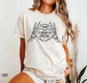 Y2K Halloween Skeleton Tee Sarcastic & Funny Distressed Comfort Colors Tshirt Dark Humor Shirt with Skeleton Hands