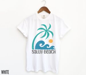 Salty Beach Retro Summer Shirt: Tropical Aesthetic Island Vibes Graphic Tee for Ocean Vibes