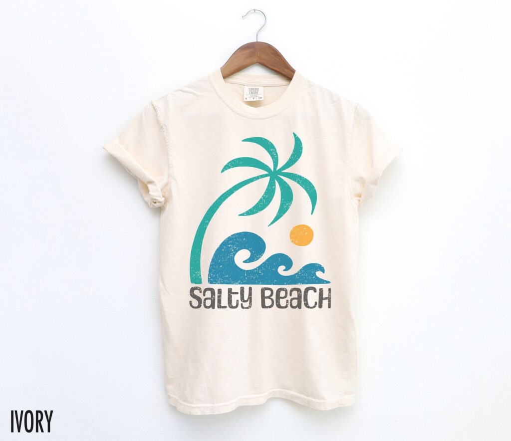 Salty Beach Retro Summer Shirt: Tropical Aesthetic Island Vibes Graphic Tee for Ocean Vibes Salty Beach Retro Summer Shirt: Tropical Aesthetic Island Vibes Graphic Tee for Ocean Vibes