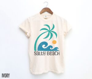 Salty Beach Retro Summer Shirt: Tropical Aesthetic Island Vibes Graphic Tee for Ocean Vibes