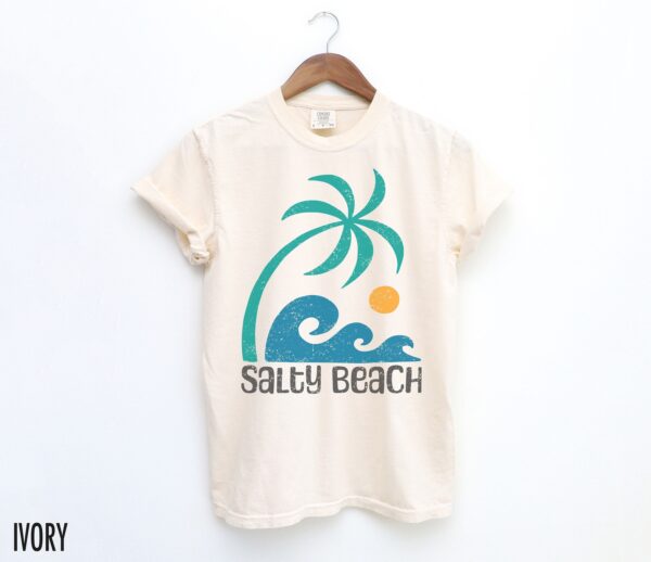 Salty Beach Retro Summer Shirt: Tropical Aesthetic Island Vibes Graphic Tee for Ocean Vibes