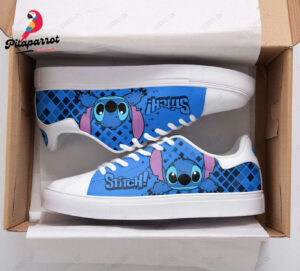 Blue Stitch And Lilo Disney Low Top Leather Skate Shoes