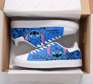 Blue Stitch And Lilo Disney Low Top Leather Skate Shoes