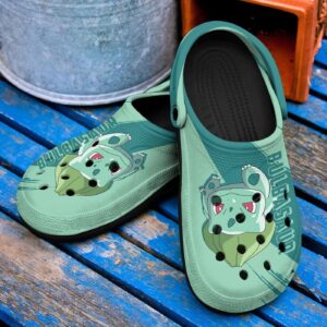 Bulbasaur Grass Type Pokemon CuteCrocs-Shoes Classic Clogs Shoes In Green