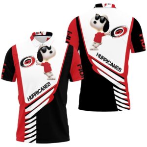 Carolina Hurricanes Snoopy 3D Polo Shirt: Perfect Gift for Sports Lovers and Hurricanes Fans