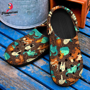 Colorful Cryptids Pokemon CuteCrocs-Shoes Classic Clogs Shoes In Brown