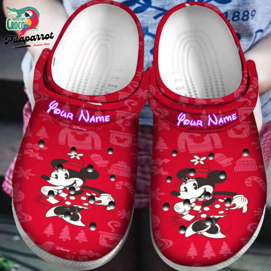 Custom Name Chistmas Dancer Minnie Mouse Red Clogs For Kids & Adults Custom Name Chistmas Dancer Minnie Mouse Red Clogs For Kids & Adults
