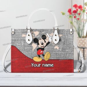 Personalized Mickey Leather Handbag: Perfect Mother s Day Gift for Mickey Lovers