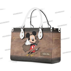 Personalized Mickey Leather Handbag for Women Handmade Mickey Women Bags Purses Custom Mickey Lover s Leather Bag