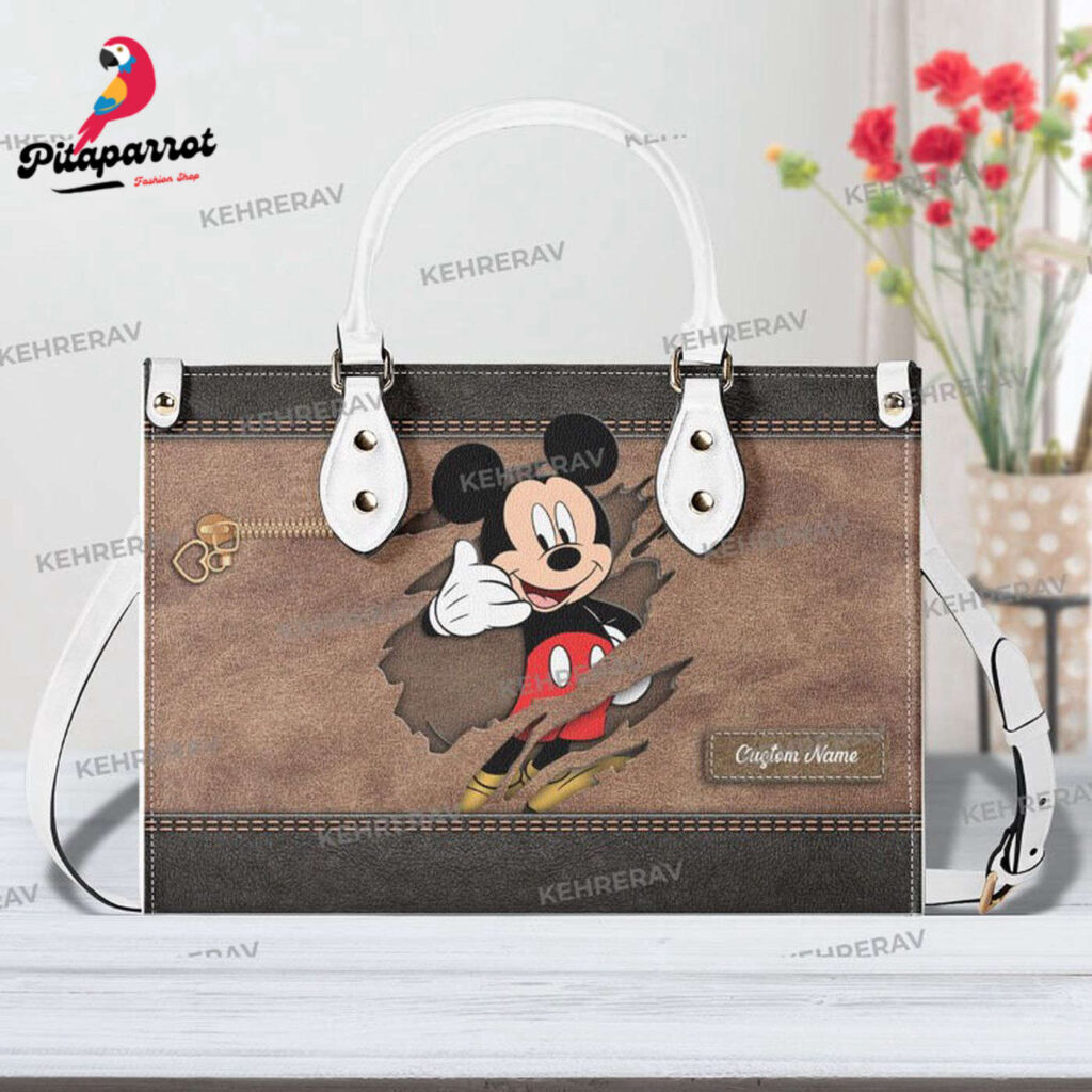 Custom Mickey Leather Handbag for Women – Handmade Bag for Mickey Lovers Custom Mickey Leather Handbag for Women – Handmade Bag for Mickey Lovers