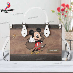Custom Mickey Leather Handbag for Women - Handmade Bag for Mickey Lovers