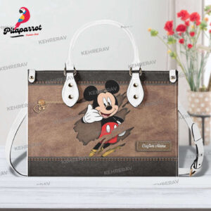 Personalized Mickey Leather Handbag for Women Handmade Mickey Women Bags Purses Custom Mickey Lover s Leather Bag