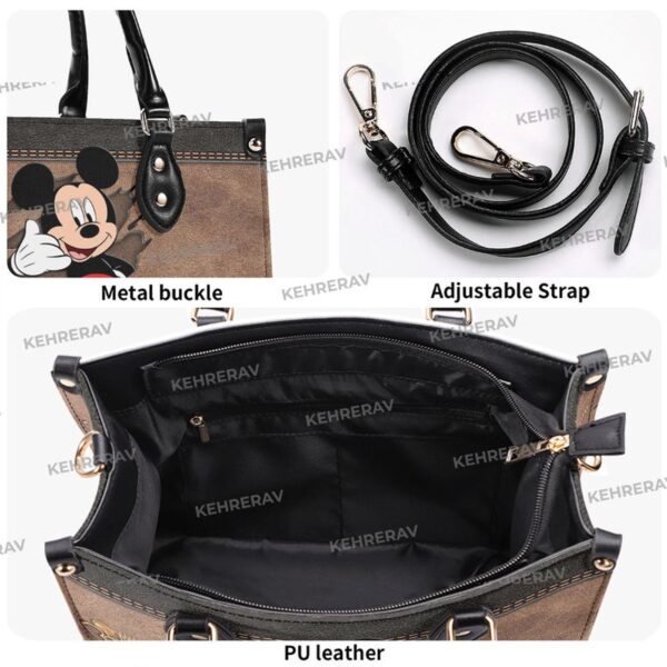 Custom Mickey Leather Handbag for Women – Handmade Bag for Mickey Lovers