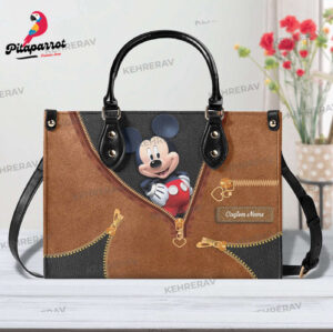 Personalized Mickey Leather Handbag for Women - Handmade Custom Bag for Mickey Lovers
