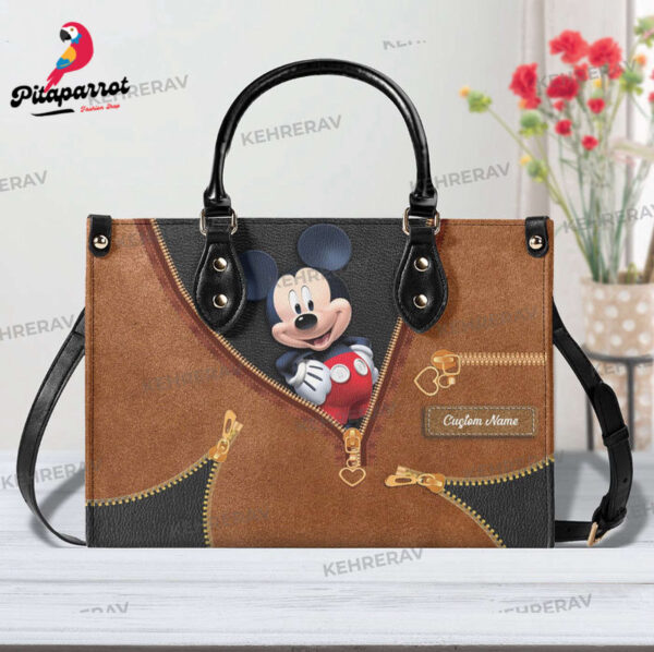Personalized Mickey Leather Handbag for Women – Handmade Custom Bag for Mickey Lovers