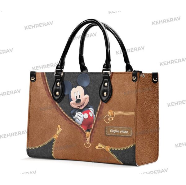 Personalized Mickey Leather Handbag for Women – Handmade Custom Bag for Mickey Lovers