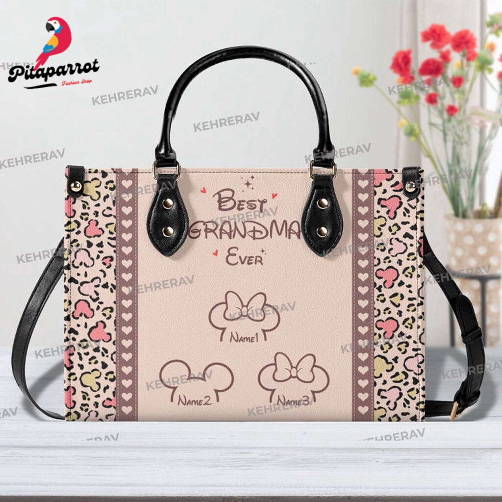 Personalized Mickey Minnie Best Grandma Ever Leather Handbag: Mother s Day Gift Personalized Mickey Minnie Best Grandma Ever Leather Handbag: Mother s Day Gift