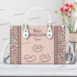 Personalized Mickey Minnie Best Grandma Leather Handbag – Mother s Day Gift