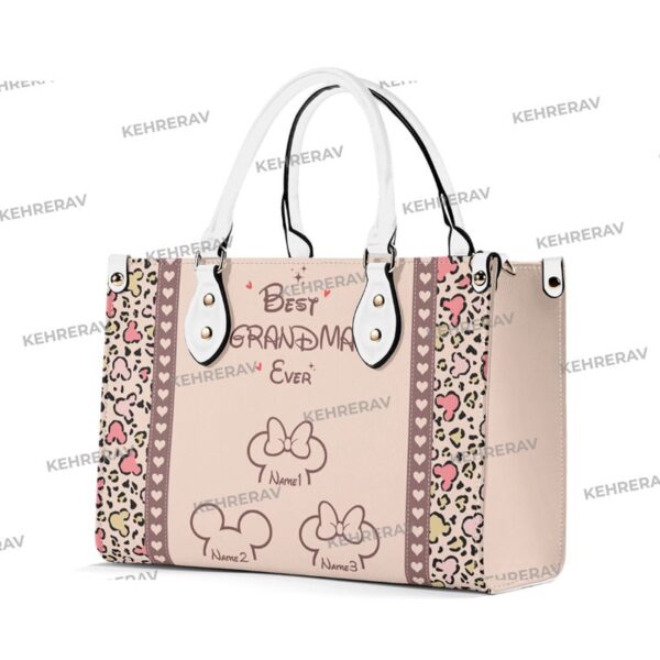 Personalized Mickey Minnie Best Grandma Leather Handbag – Mother s Day Gift