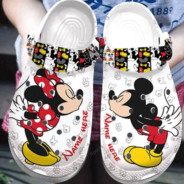 Custom Name Mickey Minnie Love Couple ClogsClogs-Shoes Shoes