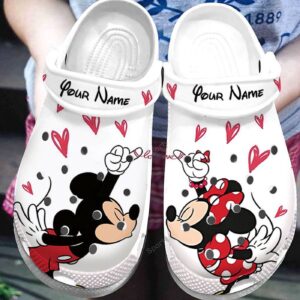 Custom Name Mickey Minnie So Cute Love Couple White ClogsClogs-Shoes Shoes