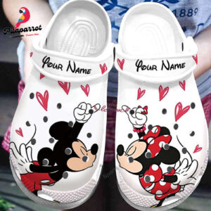 Custom Name Mickey Minnie So Cute Love Couple White ClogsClogs-Shoes Shoes