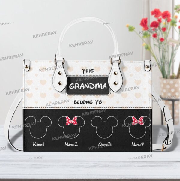 Personalized Mickey Grandma Leather Handbag Mickey Women Purses Mother s Day Gift