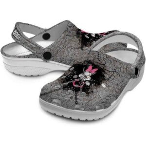 Custom Name Minnie Mouse Cracked Ground Texture Clogs For Kids And Adults