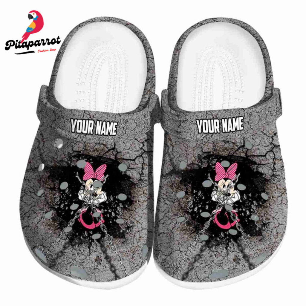Custom Name Minnie Mouse Cracked Ground Texture Clogs For Kids And Adults Custom Name Minnie Mouse Cracked Ground Texture Clogs For Kids And Adults