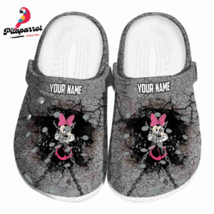 Custom Name Minnie Mouse Cracked Ground Texture Clogs For Kids And Adults