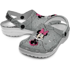 Custom Name Minnie Mouse Cracked Texture Clogs For Kids And Adults 3