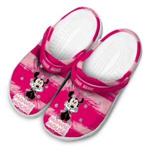 Custom Name Minnie Mouse Paint Spatter Graphics Clogs For Kids And Adults 3