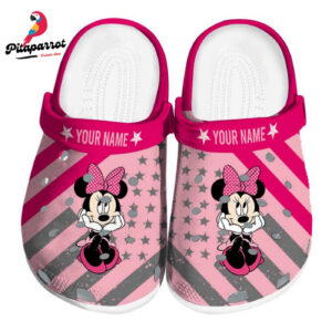 Custom Name Minnie Mouse Star Spangled Graphic Clogs For Kids And Adults