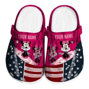 Custom Name Minnie Mouse Star Spangled Side Pattern Clogs For Kids And Adults